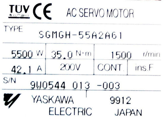 Мотор сервопривода 5500W SGMGH-55A2A61 промышленный Yaskawa 1500r/min 42.1A сделанный в Японии