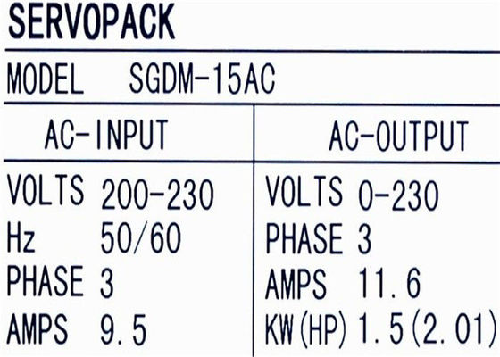 SGDM-15AC ServoPack Yaskawa Электрический сервопривод 1.5KW 200 - 230 V-AC Фаза: 3