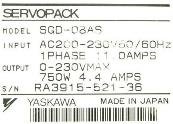 Пакет сервопривода входного сигнала 1phase 11.0AMPS привода сервопривода SGDE-08AS Yaskawa электрический промышленный