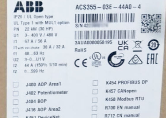 Привод 3AUA0000058195 22kW 30HP IP20 машинного оборудования ACS355-03E-44A0-4