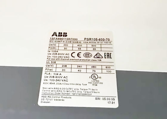 PSR105-600-70 1SFA896115R7000 PSR Softstarter 105A 208-600VAC Новый