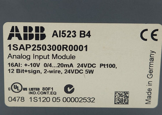 ABB AI523 1SAP250300R0001 AI523: S500 Аналоговый входный модуль 16 AI: U, I, RTD, DI. 13 Бита включительно 1-проводной сигнал