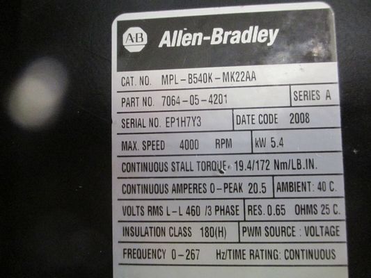ALLEN-BRADLEY MPL-B540K-MJ22AA MPL-серия MPL 480V AC вращающийся сервомотор