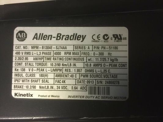 ALLEN-BRADLEY MPL-B1304E-SJ74AA MP-Series MPM 480V AC вращающийся сервомотор
