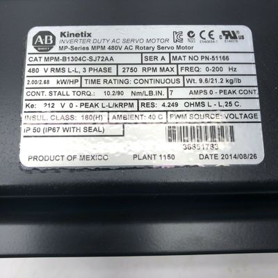 ALLEN-BRADLEY MPM-B1304C-SJ72AA MPM-серия MPM 480V AC вращающийся сервомотор