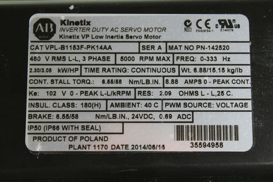 ALLEN-BRADLEY VPL-B1153F-PK14AA Кинетикс VP низкоинерционный сервомотор