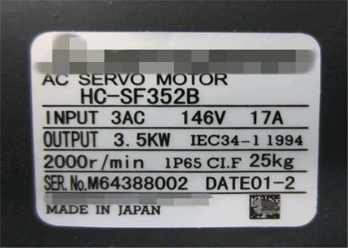 Мотор сервопривода 129V Ac черного цвета трехфазный МИЦУБИСИ HC-SF352B HC-SF352BK