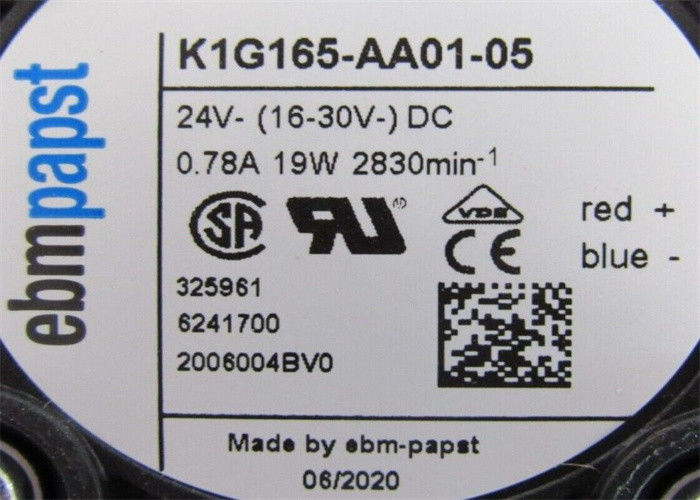 ЦЕНТРОБЕЖНЫЙ ВЕНТИЛЯТОР 0.78AMP 2830RPM 24VDC 16-30VDC 19W EBM PAPST K1G165-AA01-05