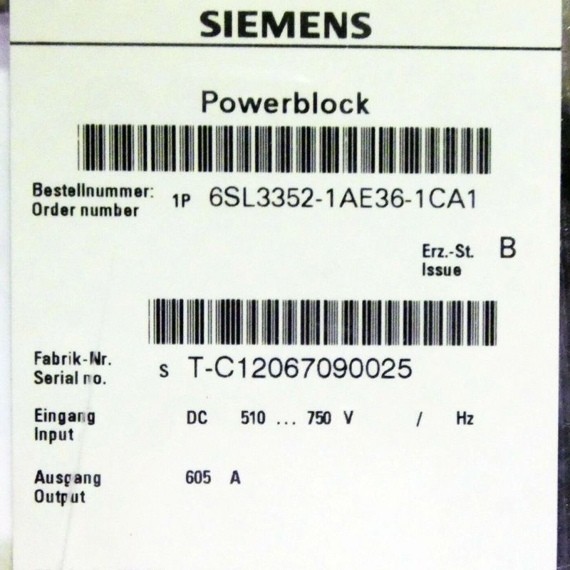Сименс 6SL3352-1AE38-4CA1 510-750 VDC 840 AMP ЗАЛАКИРОВАЛО АДВОКАТУРУ ПРОВОДНИКА СОБРАНИЙ