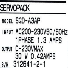 SGD-A3AP Yaskawa Servo Drive Input 1.3 AMPS SERVOPACK 50/60hz Одна фаза