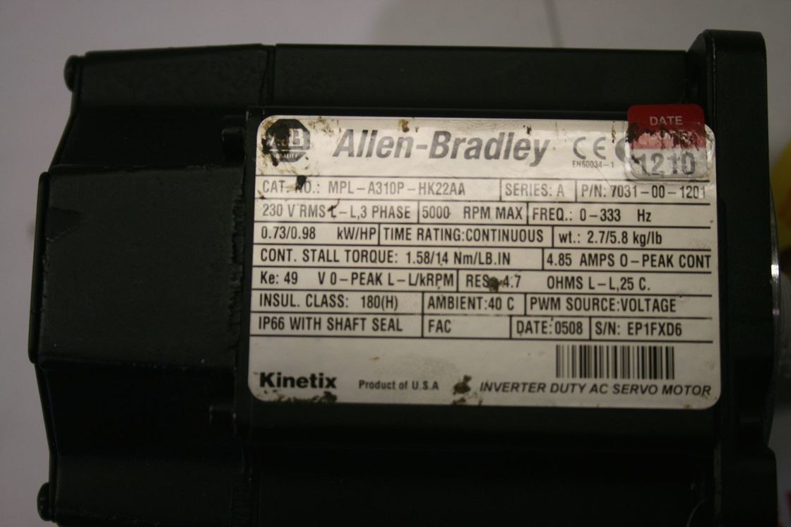 ALLEN-BRADLEY MPL-A310P-HK22AA MPL-серия MPL 240V AC вращающийся сервомотор