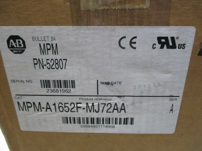 ALLEN-BRADLEY MPM-A1652F-MJ72AA MPM-серия MPM 240V AC вращающийся сервомотор
